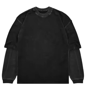 Sweat-shirt surdimensionné à double couche avec fermeture éclair personnalisée pour l'automne, pour hommes |   Streetwear à épaules tombantes |   Poids lourd 100% coton |   OEM ODM - Product Image 1