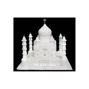 หินหินอ่อนสีขาวบริสุทธิ์แบบจำลองทัชมาฮาลทำด้วยมือสวยงามคุณภาพสูงสำหรับตกแต่งบ้านและของขวัญองค์กรผู้ผลิต - Product Image 1