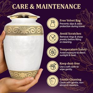 Urnas para mujer adulta, urna de cremación grande elegante para cenizas para mujer con grabado Floral, urna funeraria con tapa segura - Product Image 6