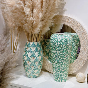 Elegante jarrón floral en mosaico con incrustaciones de concha de perla hecho a mano jarrones de flores de nácar de excelente calidad - Product Image 6