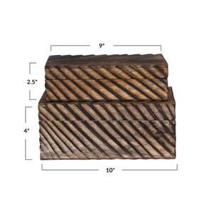 Boîte décorative en bois de manguier sculpté - Product Image 5