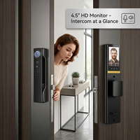 Serrure intelligente 3D Premium avec reconnaissance faciale, interphone visuel HD 4,5 pouces, déverrouillage à distance via l'application Tuya Cloud, multilingue, en alliage d'aluminium et acier