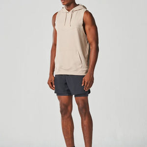 Camisetas sin mangas con capucha para hombre de MOQ bajo de alta calidad personalizadas/camiseta sin mangas con capucha de gimnasio de algodón personalizada para hombre - Product Image 6