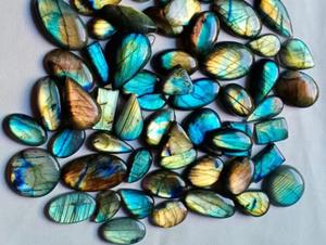 Pierre précieuse cabochon en labradorite naturelle de haute qualité, lisse et brillante, en vrac pour la fabrication de bijoux de mariage, sculpture orite cabochon - Product Image 3