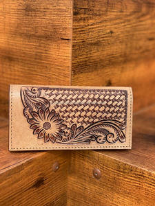 Vendedor caliente diseñador occidental genuino mano Tooled cuero hombres carteras largas tendencia moda efectivo titular elegante regalo para él - Product Image 3