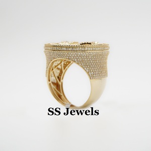 Bague d'engagement ou d'anniversaire pour homme en argent 925 plaqué rhodium avec moissanite sertie à griffes, motif aigle, pour le petit doigt, cadeau de champion - Product Image 2