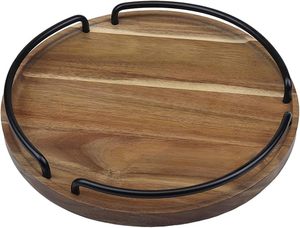 Plateau de service en bois de qualité supérieure avec poignée en métal organisateur élégant fonctionnel durable idéal pour le café à la maison - Product Image 5