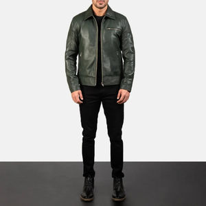 Chaquetas de cuero revestidas para hombre de precio razonable de alta calidad con cuello levantado Chaqueta de cuero con capucha de estilo vintage - Product Image 6