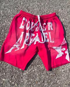 Custom Baggy Fit Heavyweight Cotton French Terry Stone Washed Distressed Screen Print Shorts for Men - Product Image 1