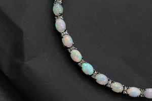 Natural Ethiopian <b>Opal</b> Zircon <b>Bracelet</b> Pave Fire <b>Opal</b> Tennis <b>Bracelet</b> Sterling Silver Wedding Anniversary Jewelry - Product Image 2