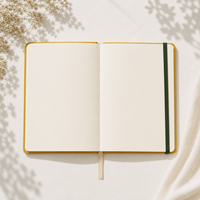 Carnet personnalisé LABON en forme de ruche, jaune moutarde, couverture rigide en tissu, impression UV, marguerites, abeilles, nid d'abeille, vert forêt, bande élastique