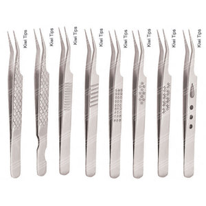 Pincettes d'extension de cils de couleur argent à motifs différents - Product Image 1
