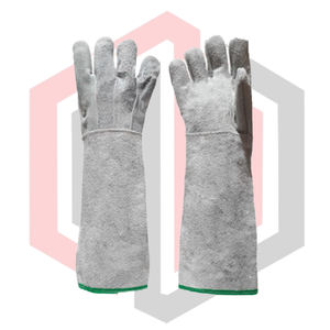 ถุงมือหนังกลับสำหรับงานเชื่อมแบบ MIG MAG TIG แบบใช้ไฟฟ้า แบบใช้เชือก สำหรับปิ้งย่าง บาร์บีคิว เตาผิง ทนทานต่อการฉีกขาด ทนความร้อน ป้องกันไฟฟ้าสถิต น้ำหนัก 11 ออนซ์ แบบถัก - Product Image 1