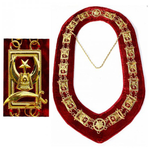 Collares de metal maestro, collar de cadena masónica chapado en oro Regalia bordado de la mejor calidad en terciopelo a la venta - Product Image 1