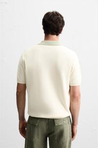 เสื้อโปโลคอสีตัดกันของผู้ชายเสื้อ100% ผ้าฝ้ายปิเก้ถักแขนสั้น - Product Image 2