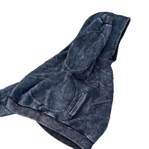 Nouveau design personnalisé pull à manches longues surdimensionné lavage à l'acide sweat à capuche hommes lavé noir Vintage Faded Distress Hoodies - Product Image 4