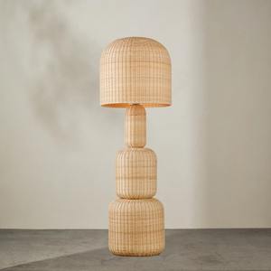 New Arrival Eco Friendly Handwoven <b>Wicker</b> Rattan Floor Lamp Stacked Form Design Handmade Natural Lighting For Wholesale Buyers - Product Image 5