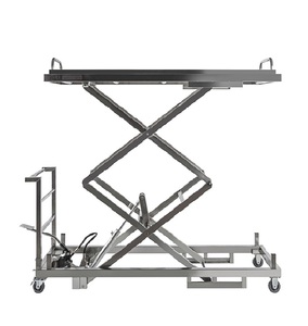Adjustable Height Mortuary <b>Trolley</b> <b>Stainless</b> <b>Steel</b> Frame Hydraulic Lift Smooth-Rolling Wheels Secure Support-Hospital <b>Trolley</b> - Product Image 2