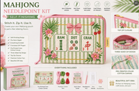 Kit de broderie Mahjong auto-finissant pour trousse de maquillage, sac à fermeture éclair en toile avec guide de couleurs DIY, pochette auto-finissante à trois côtés, pour adolescents