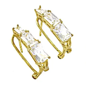 Boucles d'oreilles en cristal pour femmes, plaquées or, zircone cubique, grimpantes - Product Image 1