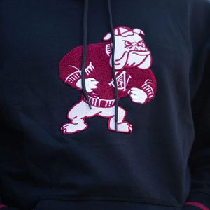 Alabama A & M เสื้อมีฮู้ดมาสค็อตตอนใส่ได้ทั้งชายและหญิงผ้าคอตตอนผสมโพลีผ้าปักโลโก้ตามสั่งเครื่องแต่งกายลำลองสวมใส่สบายสไตล์มหาวิทยาลัย