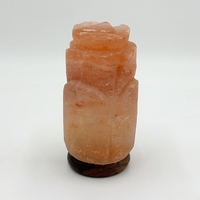 Sel rose de l'Himalaya artisanal de 3-4 kg, rose incandescent blanc chaud, 15W, base en bois sculptée, capacité ionisante de 18 m²