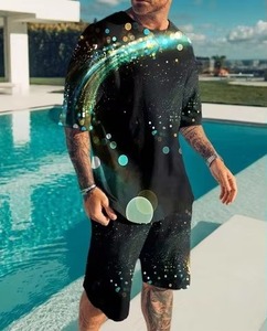 Surdimensionné hommes mode été décontracté deux pièces vêtements décontractés t-shirt plaine hommes t-shirt rapide t-shirts en gros 100% Polyester - Product Image 3