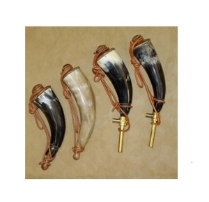 Corne de buffle en poudre, artisanat, corne naturelle, véritable corne pour ceinture en cuir avec embout en laiton et couvercle en bois - Product Image 6