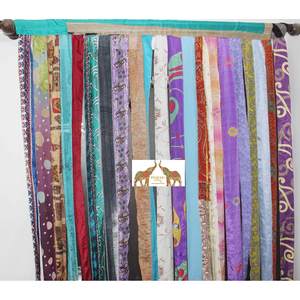 Old Silk Sari Multicolor Ribbon Boho <b>Curtains</b> Hippie Doorway <b>Curtain</b> Room Divider Light-Filtering Rod Pocket Window Hippie - Product Image 6