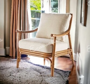 Silla de mimbre moderna para patio y cafetería, silla de jardín con respaldo cómodo para sala de estar y dormitorio, silla de mimbre de caña de Bambú - Product Image 5