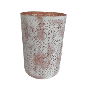 Pot votif rond en fer blanc avec pot anti-bougie en cuivre pour le salon de Noël et la décoration de table faits à la main - Product Image 2