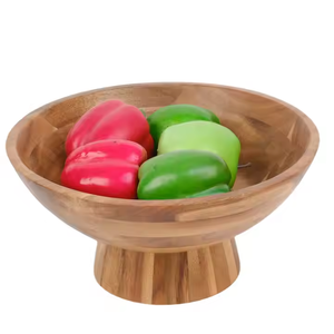 Large Wood <b>Bowl</b> with Foot Elevated Wood Serve <b>Bowl</b> for <b>Snack</b> Fruit handmade decorative by tradebit - Product Image 2