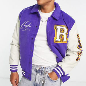 Veste pour hommes personnalisée OEM à la mode à manches longues Patch Chenille brodé Street Wear Varsity Letterman Style - Product Image 4