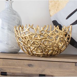 Centro de mesa decorativo cuenco para servir de aluminio fundido con borde pulido e interior de calidad alimentaria perfecto para reuniones o exhibiciones - Product Image 1