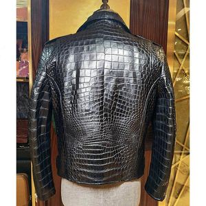 Chaqueta de cuero Formal con cremallera estampada de invierno para hombre, ropa de abrigo personalizada, motocicleta impermeable a prueba de viento - Product Image 6