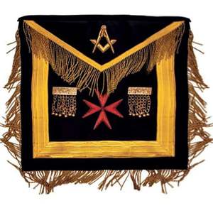 Delantal de cuero dorado y morado Right Worshipful bordado a mano Masonic Regalia Oversleeve para uso diario - Product Image 1