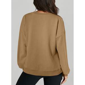 Venta al por mayor de encargo del logotipo de las mujeres de invierno 100% algodón Streetwear frente Sudadera con capucha con cuello alto y mangas largas - Product Image 2