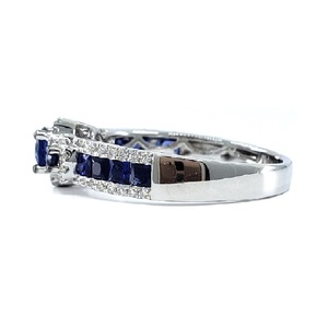 Fine Jewellery Trendy Design Top Quality Platinum White Gold Real Diamond Round & Sapphire Thin Cluster <b>Rings</b> For Woman - Product Image 2