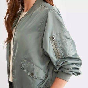 Chaquetas Bomber Lisas con Cremallera para Mujer, Producto Más Vendido, Chaqueta Bomber Moderna para Mujer con Logotipo Personalizado - Product Image 4
