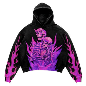 Sweat à capuche court en coton 100% coton de haute qualité avec logo hommes Anti-rétrécissement French Terry Vintage Hoodies - Product Image 3