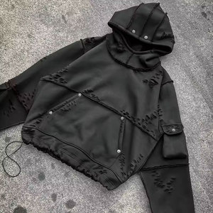 Mejor OEM personalizado de peso pesado lavado con ácido Vintage pulóver térmico Sudadera con capucha ropa de calle desgastada para hombres Unisex en blanco para el invierno - Product Image 5