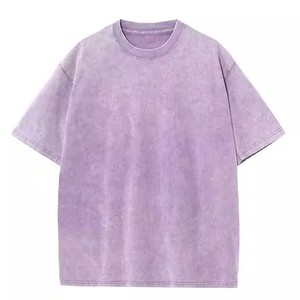 เสื้อยืดผู้ชายถักแบบวินเทจฟอกกรด ปรับแต่งได้ 100% ผ้าฝ้าย ระบายอากาศ แห้งเร็ว คุณภาพสูง มีสไตล์ ขอบเสื้อแบบริงเกอร์ - Product Image 2