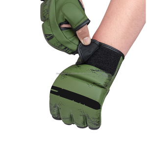 Professional Custom Leather MMA Boxing Gloves Non-Slip Breathable Half Finger Lightweight Hook Loop Closure DWELT GEARS OEM - Product Image 4