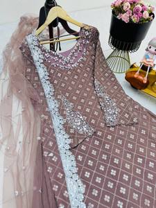 Designer de luxe Top Palazzo Dupatta Collection Nouvelle Arrivée Confort Soyeux Georgette Miroir Travail Broderie pour Fêtes Saisonnier - Product Image 2