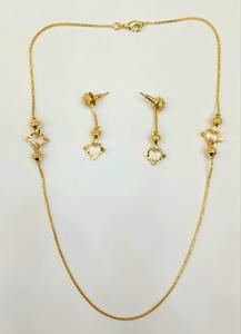 Conjunto de Cadenas y Aretes Casuales Simples Chapados en Oro de 24k para Bodas, Fiestas, Compromisos o Aniversarios, Excelente Idea de Regalo - Product Image 2