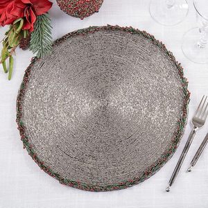 Luxury Decorative Dining <b>Table</b> <b>Cover</b> Unique Circular Shaped Glass Beaded Placemat for Wedding Christmas & Family Gatherings - Product Image 6