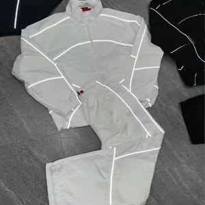 ชุดวอร์มผู้ชายผ้าถักคุณภาพสูงแบบสั่งทำพิเศษ ทรงหลวม ไหล่ตก ผ้าเรียบง่าย สไตล์ลำลอง คอกลม ผ้าฝ้ายผสมสแปนเด็กซ์ - Product Image 3