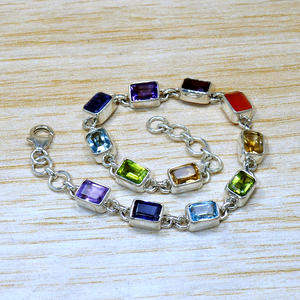 Natural <b>Carnelian</b> And Multi Gemstones 925 Sterling Silver Jewelry <b>Bracelet</b> - Product Image 3