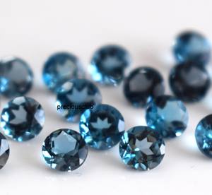 Topacio azul Londres natural Corte redondo 5mm Facetado-Topacio azul Londres suelto Redondo - Product Image 2