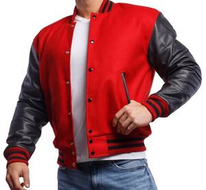 Wholesale Men's College <b>Jackets</b> with Custom Logo <b>Red</b> Wool Blank <b>and</b> <b>Black</b> PU Sleeves Letterman Baseball <b>Jacket</b> for Mens 2026 - Product Image 6